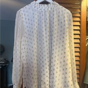 LOFT Cream Top with Gold Details